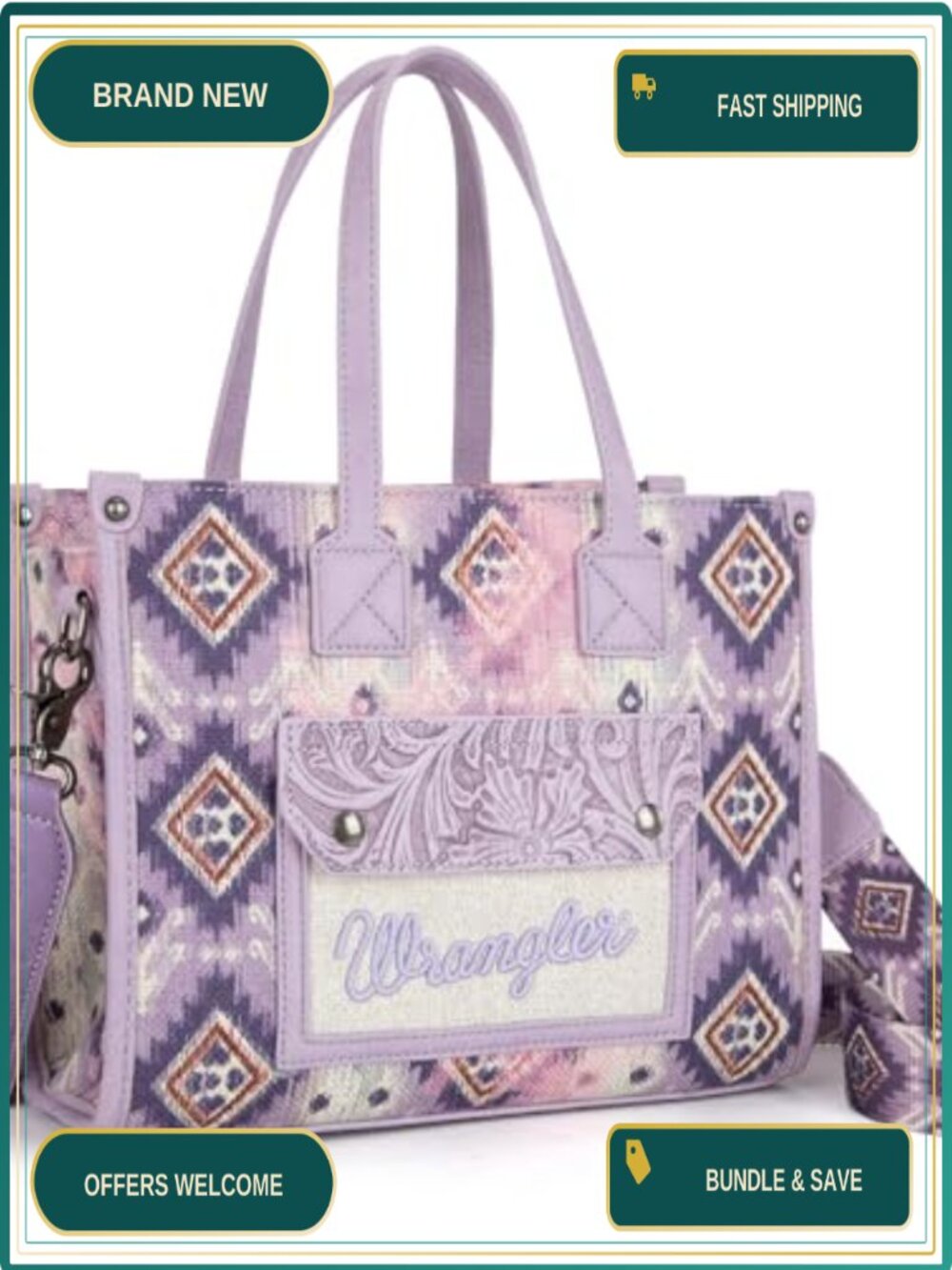 Aztec Western Tote Bag Embossed Floral Flap Crossbody Purse